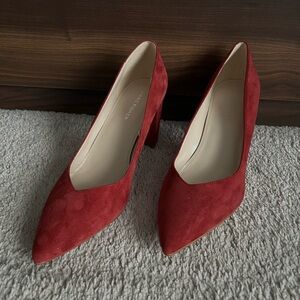 NWOT Marc Fisher Red Suede Heels 8.5